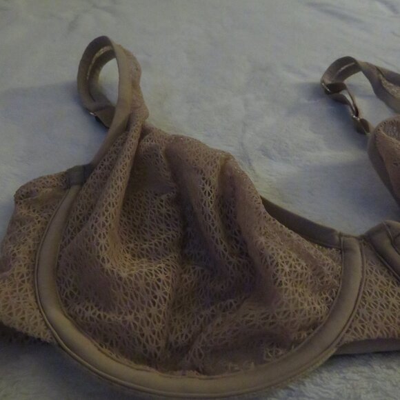 Third Love Unlined Modern Mesh Scoop Bra  Beige 34D - Picture 4 of 6